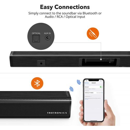  [아마존 핫딜] [아마존핫딜]Soundbar, TaoTronics Three Equalizer Mode Audio Speaker for TV, 32-Inch Wired & Wireless Bluetooth 4.2 Stereo Soundbar, Optical/Aux/RCA Connection, Wall Mountable, Remote Control