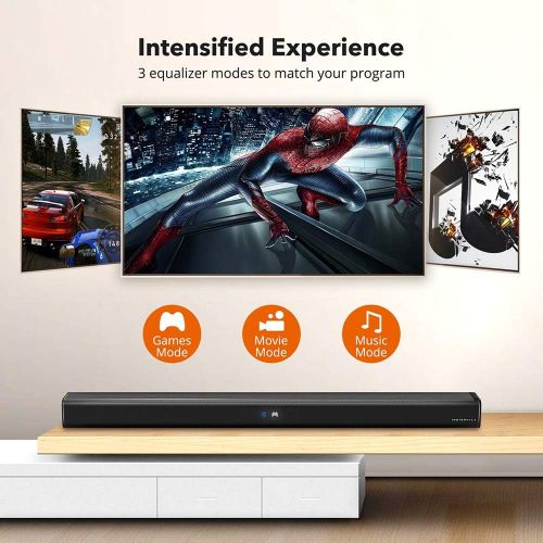  [아마존 핫딜] [아마존핫딜]Soundbar, TaoTronics Three Equalizer Mode Audio Speaker for TV, 32-Inch Wired & Wireless Bluetooth 4.2 Stereo Soundbar, Optical/Aux/RCA Connection, Wall Mountable, Remote Control