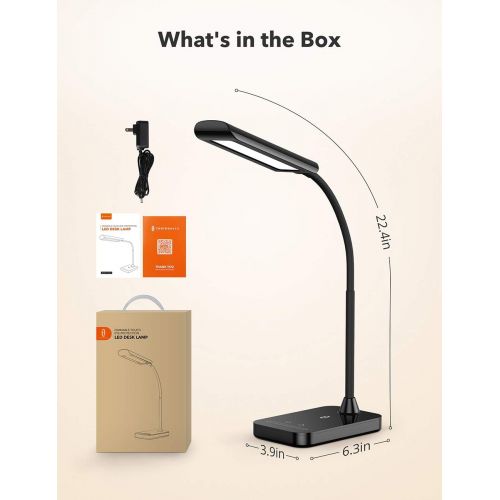  [아마존 핫딜] [아마존핫딜]TaoTronics LED Desk Lamp, Flexible Gooseneck Table Lamp, 5 Color Temperatures with 7 Brightness Levels, Touch Control, Memory Function, 7W, Official Member of Philips EnabLED Licen