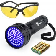 [아마존 핫딜] [아마존핫딜]TaoTronics TT-FL002 Black Light, 51 LEDs Uv Blacklight Flashlights Detector for Dry Pets Urine & Stains & Bed Bug with Free Uv Sunglasses & 3 Free AAA Batteries, Purple