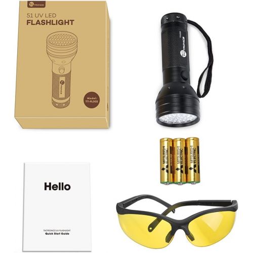  [아마존 핫딜] [아마존핫딜]TaoTronics TT-FL002 Black Light, 51 LEDs Uv Blacklight Flashlights Detector for Dry Pets Urine & Stains & Bed Bug with Free Uv Sunglasses & 3 Free AAA Batteries, Purple