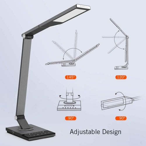  [아마존 핫딜] [아마존핫딜]TaoTronics TT-DL16 Stylish Metal LED Desk Lamp, Office 5V/2A USB Port, 5 Color Modes, 6 Brightness Levels, Touch Control, Timer, Night Light, Official Member of Philips Enabled Lic