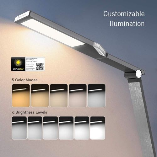  [아마존 핫딜] [아마존핫딜]TaoTronics TT-DL16 Stylish Metal LED Desk Lamp, Office 5V/2A USB Port, 5 Color Modes, 6 Brightness Levels, Touch Control, Timer, Night Light, Official Member of Philips Enabled Lic