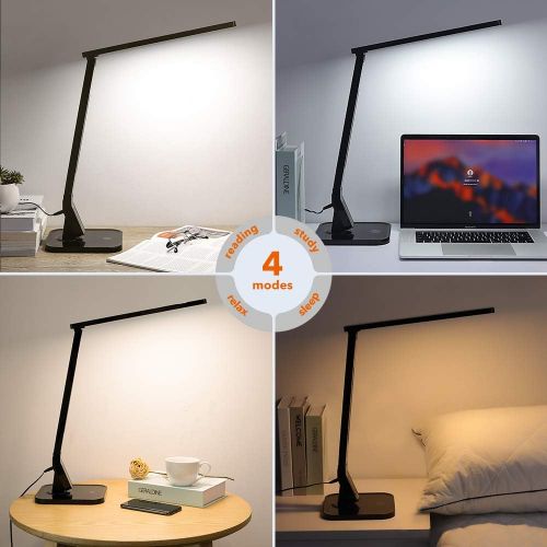  [아마존 핫딜] [아마존핫딜]TaoTronics LED Desk Lamp with USB Charging Port, 4 Lighting Modes with 5 Brightness Levels, 1h Timer, Touch Control, Memory Function,14W, Official Member of Philips EnabLED Licensi