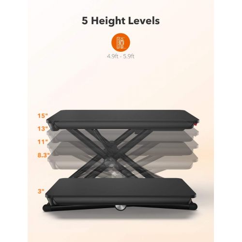  [아마존핫딜][아마존 핫딜] Standing Desk Converter, TaoTronics Stand Up Desk Sit Stand Desk Adujstable, 5 Height Levels Riser Sitting Standing Workstation for Notebook Computer - Black