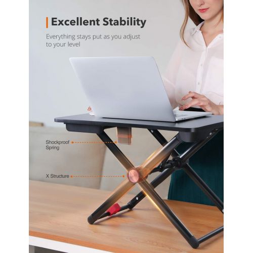  [아마존핫딜][아마존 핫딜] Standing Desk Converter, TaoTronics Stand Up Desk Sit Stand Desk Adujstable, 5 Height Levels Riser Sitting Standing Workstation for Notebook Computer - Black