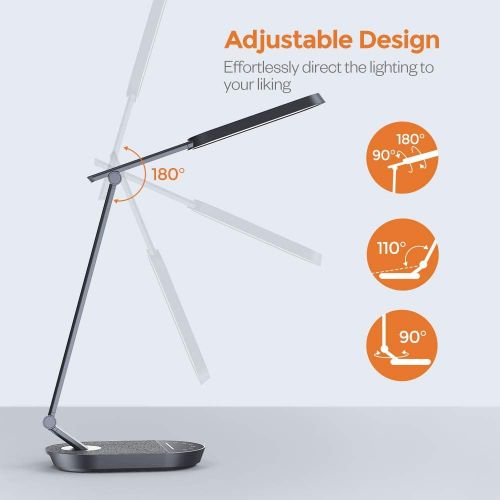  [아마존핫딜][아마존 핫딜] TaoTronics LED Desk Lamp, Eye-caring Table Lamps, Dimmable Office Lamp with 5V/2A USB Port, 5 Color Modes, Adjustable Brightness, Touch Control, Timer, Night Light