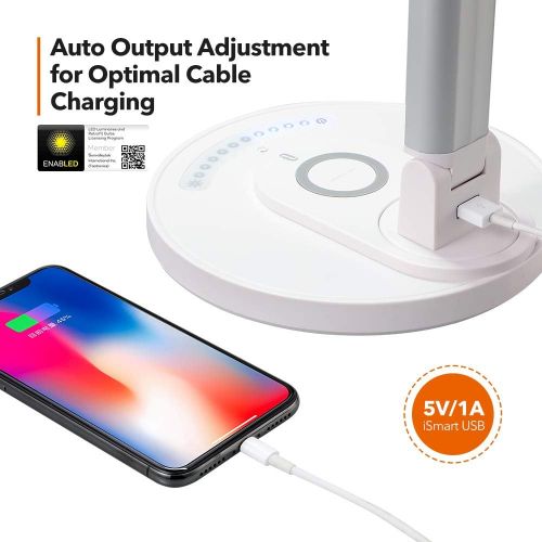  [아마존핫딜][아마존 핫딜] TaoTronics LED Desk Lamp Fast Wireless Charger, 7.5W for iPhone X, Plus, 10W for Galaxy, S9+, S8, S7 & Note 8 and All Qi-Enabled Devices, 5 Lighting Modes, USB Port (Upgraded Versi