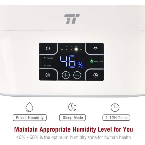  [아마존 핫딜] TaoTronics TT-AH015 Cool Mist Humidifier, Ultrasonic Humidifiers for Large Bedroom Home Baby, Top Refill Design