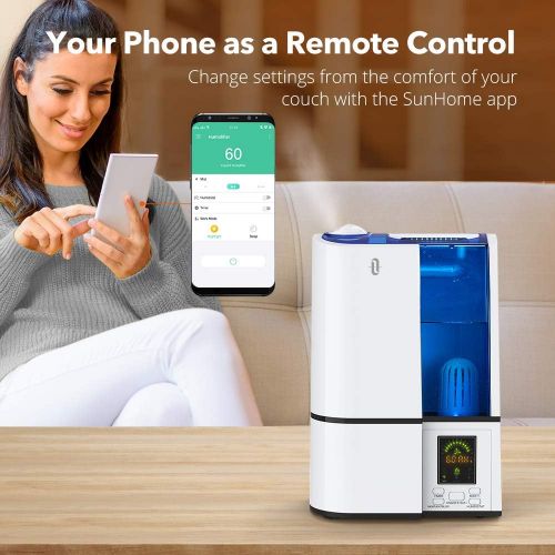  [아마존 핫딜] TaoTronics TT-AH019 Smart Bedroom, Work with Alexa and Google Home, Phone App & Voice Control Ultrasonic Cool Mist Humidifier, LED Display, Auto Shut-Off (4L/1.06gal, US 110V), 4.