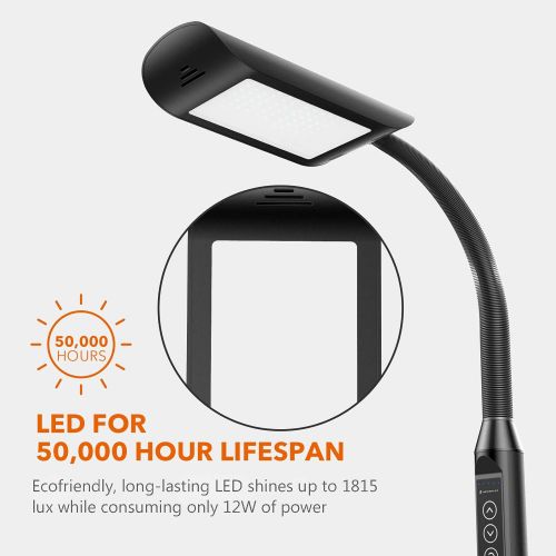  [아마존 핫딜] TaoTronics LED Floor Lamp 1815 Lumens & 50,000 Hours Lifespan, Dimmable Standing Floor Lamp Two in One Flexible Gooseneck Touch Control Panel for Living Room, UL adapter