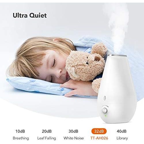  [아마존베스트]TaoTronics Cool Mist Humidifiers for Babies [BPA Free], 1.8L Quiet and Small Ultrasonic Humidifier for Bedroom Nightstand, Space-Saving, Filterless, Auto Shut Off-(0.48 Gallon, US