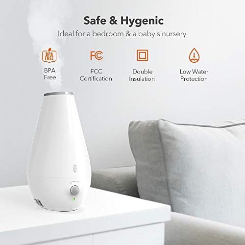  [아마존베스트]TaoTronics Cool Mist Humidifiers for Babies [BPA Free], 1.8L Quiet and Small Ultrasonic Humidifier for Bedroom Nightstand, Space-Saving, Filterless, Auto Shut Off-(0.48 Gallon, US