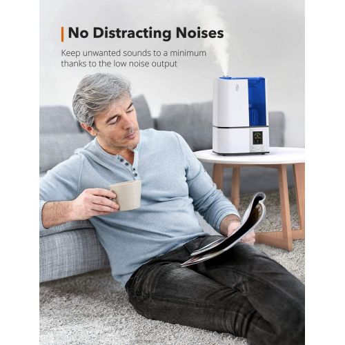  [아마존베스트]TaoTronics Cool Mist Humidifier, 4L Ultrasonic Humidifiers for Large Bedroom Home Baby, Quiet Operation, LED Display with Humidistat, Waterless Auto Shut-off (1.06 Gallon, US 110V)