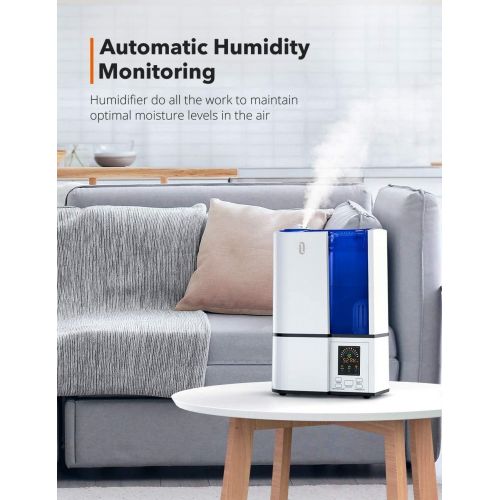  [아마존베스트]TaoTronics Cool Mist Humidifier, 4L Ultrasonic Humidifiers for Large Bedroom Home Baby, Quiet Operation, LED Display with Humidistat, Waterless Auto Shut-off (1.06 Gallon, US 110V)