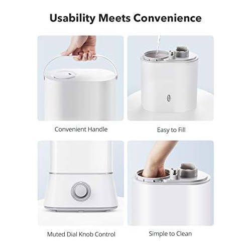  [아마존베스트]TaoTronics Ultrasonic Humidifiers for Babies, 4L Quiet Cool Mist Humidifier for Bedroom, 12-50 Hours, Nano-coating, Easy to Clean, Auto Shut-Off (1.06 Gallon US 110V)