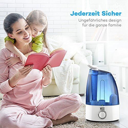  TaoTronics Ultraschall Luftbefeuchter Schlafzimmer 3,5L Humidifier Benutzerfreundliche Bedienung ueber Drehknopf zwei 360° drehbare Dampfduesen Keramikfilter Einstellbare Nebelmenge