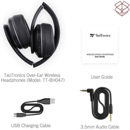  TaoTronics Active Noise Cancelling Bluetooth Headphones, Durable Over Ear Headphones with Soft Protein Ear Pads & 24 Hour Playtime, Foldable, CVC 6.0 Noise Cancelling Mic Wireless