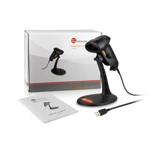  TaoTronics USB Barcode Scanner, Handheld Wired Bar Code 1D Laser Scanner with Adjustable Stand, Extremely Fast and Precise Scan Support WindowsMacIOSAndroid System for Warehouse