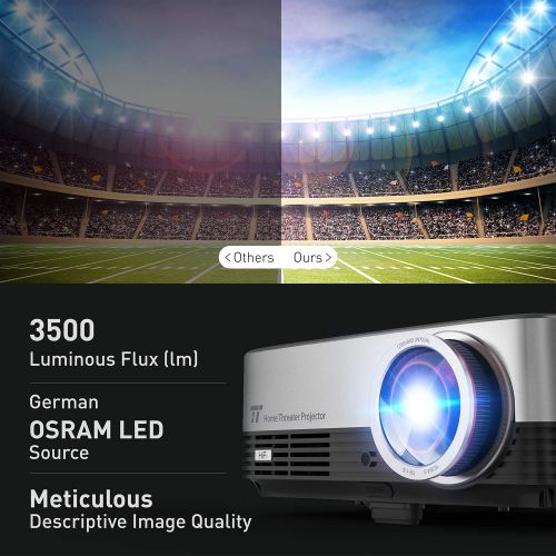  Projector TaoTronics 720P Video LED Home Theater Projector 3500 Lumens 300 ANSI Support HDMI VGA AV USB for Movie Business Gaming