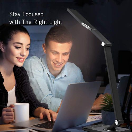  TaoTronics TT-DL16 Stylish Metal LED Desk Lamp, Office Light with 5V/2A USB Port, 5 Color Modes, 6 Brightness Levels, Touch Control, Timer, Night Light, Philips EnabLED Licensing P