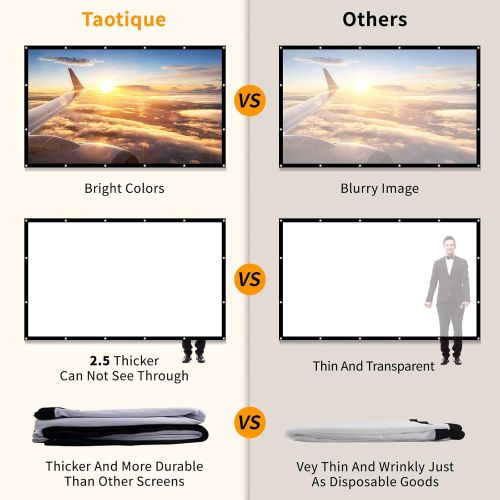  [아마존베스트]Projector Screen 120 inch, Taotique 4K Movie Projector Screen 16:9 HD Foldable and Portable Anti-Crease Indoor Outdoor Projection Double Sided Video Projector Screen for Home, Part