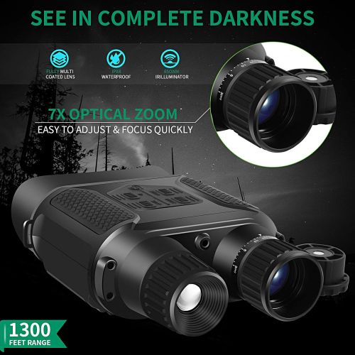  [아마존베스트]Taotuo Night Vision Goggles, Night Vision Binoculars with 1300ft Viewing Range, 32GB TF Card, 4” Large Screen, 3.5-7x 31mm Digital Zoom Infrared Night Vision for Hunting Surveillance,Take