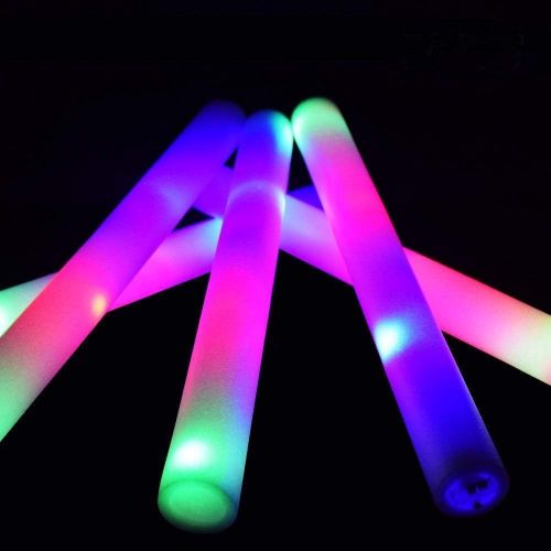  [아마존베스트]Taotuo 30 PCS LED Light Up Foam Sticks-Led Foam Sticks with Three Modes Color Effect Light Sticks for Parties, Weddings, Raves, Concert, Halloween