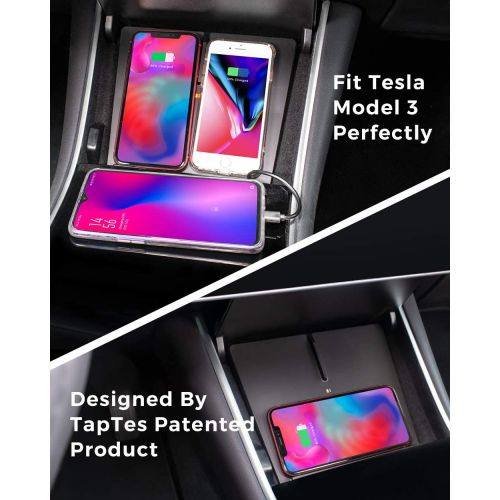  [추가금없음] TAPTES Tesla Model 3 Wireless Phone Charger Pad Horizontally Or Vertically Dual Qi Wireless Smartphone Charging Mat M3 - Gen 2 테슬라 모델 3 무선충전패드 TapTes 2세대