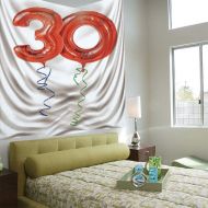 Tapestries SeptBack Wall Tapestry Decorative Art Prints can be Hung on The Bedside of Dormitory,30th Birthday Decorations,Red Number Balloons with Swirl Ribbons Festive Party Concept,Red Blue Green