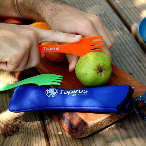  Tapirus 4 Spork to Go Set - Durable and BPA Free Sporks - Spoon, Fork and Knife Combo Utensils Flatware - Mess Kit for Camping, Hunting and Outdoor Activities - Comes in a Carrying