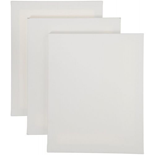  Tara Stretched Back Stapled Cotton Canvas - 16 x 20 inches - Pack of 3 - White