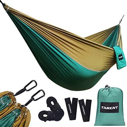  Tarent Hangematte Outdoor Ultraleicht mit Seilabdeckungen,300kg Tragkraft Hammock (270x140 cm),Atmungsaktiver,Schnell Trocknender Nylon Fallschirm，Hangematten