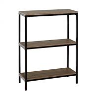 Target Marketing Systems Piazza Collection Mid Century Modern 3 Level Living Room Bookcase, Black/Wood