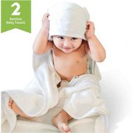 Bamboo Baby Towel by Taro Patch Kids - Set of 2 XL White Luxury Soft Hooded Natural Bath Towels -...