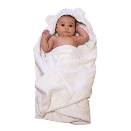  Bamboo Baby Towel by Taro Patch Kids - Set of 2 XL White Luxury Soft Hooded Natural Bath Towels -...