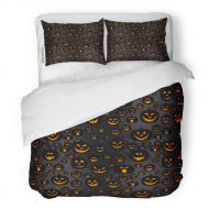 Tarolo Bedding Duvet Cover Set Abstract for Girls Boys Kids Halloween Creative Sport Pumpkin Scary Face Smile Funny and Colorful Bright 3 Piece Twin 68x90 Quilt Cover with Zipper C