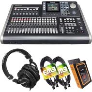 Tascam DP-24SD 24-Track Digital Portastudio Multi-Track Audio Recorder with Pro Headphone and Pair of EMB XLR Cables and Gravity Magnet Phone Holder Bundle