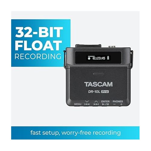  TASCAM DR-10L Pro Ultra Portable Personal Recorder with Lavalier Microphone, 32-bit Float Recording, microSDHC Card Support, and Support for Atomos Wireless Timecode