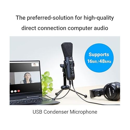  Tascam TM-250U USB Condenser Microphone for Podcasting, Conferencing, Computer Recording, and Online Audio (TM250U)