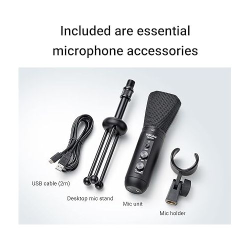  Tascam TM-250U USB Condenser Microphone for Podcasting, Conferencing, Computer Recording, and Online Audio (TM250U)