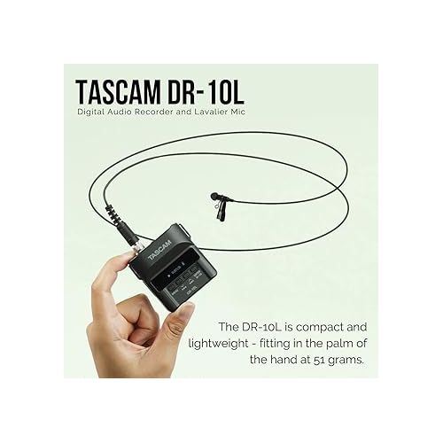  Tascam DR-10L Digital Audio Recorder and Lavalier Mic Bundle with 32GB SD Cards (2-Pack) and USB 2.0 Card Reader (4 Items)