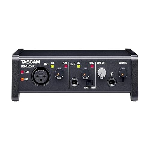  Tascam US-1X2HR 1 Mic 2IN/2OUT High Resolution Versatile USB Audio Interface for Recording, Streaming, Podcasting, Songwriting