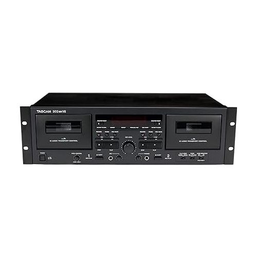  Tascam 202MKVII Double Cassette Deck Recorder with USB Port, Dual Cassette Deck