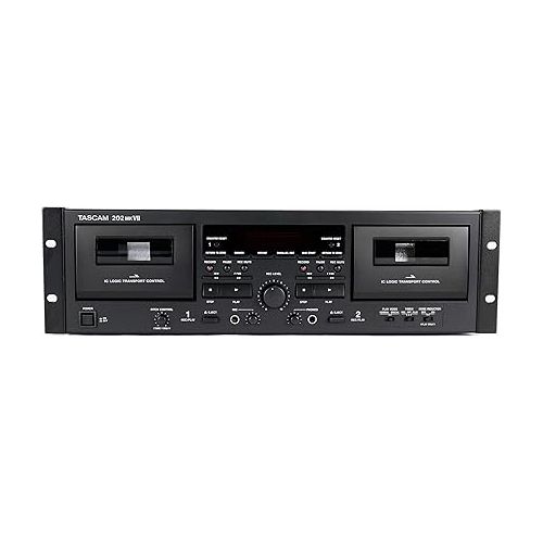  Tascam 202MKVII Double Cassette Deck Recorder with USB Port, Dual Cassette Deck