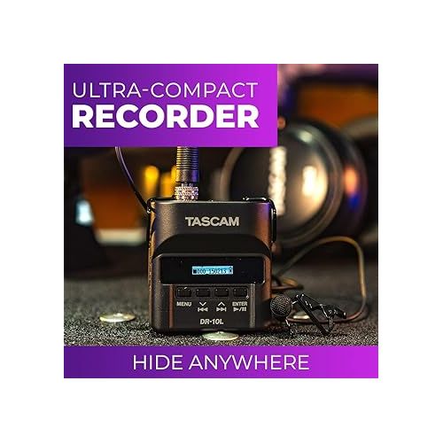  Tascam DR-10L Compact Digital Audio Recorder and Lavalier Mic Combo (Black)