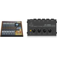 Tascam Model 12 All-in-One 12-track Digital Multitrack Mixing and Recording Studio, Mixer & Behringer MICROAMP HA400 Ultra-Compact 4 Channel Stereo Headphone Amplifier,Silver