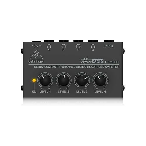  Tascam Model 12 All-in-One 12-track Digital Multitrack Mixing and Recording Studio, Mixer & Behringer MICROAMP HA400 Ultra-Compact 4 Channel Stereo Headphone Amplifier,Silver