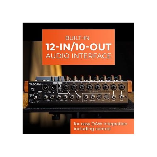  Tascam Model 12 All-in-One 12-track Digital Multitrack Mixing and Recording Studio, Mixer & Behringer MICROAMP HA400 Ultra-Compact 4 Channel Stereo Headphone Amplifier,Silver