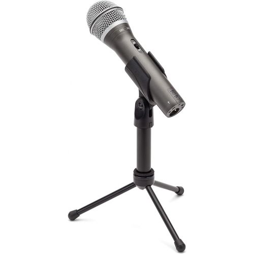  Tascam Mixcast 4 Podcast Studio Mixer Station & Samson Technologies Q2U USB/XLR Dynamic Microphone Recording and Podcasting Pack (Includes Mic Clip, Desktop Stand, Windscreen and Cables), silver